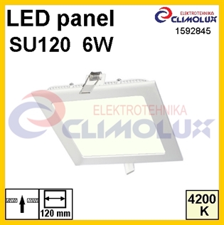 LED panel SU120 6W, 4200K, ugradni, četvrtasti HE